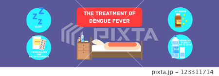 Treatment of Dengue Fever Disease Icon Vector Set 123311714
