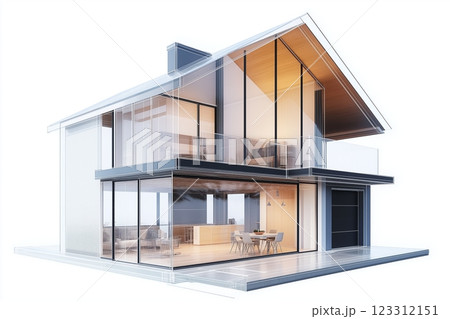 Modern glass-fronted house design merges elegance and comfort in a serene environment 123312151
