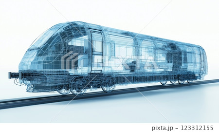Modern train design showcasing wireframe structure and innovative technology 123312155