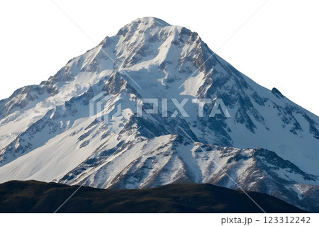 Majestic mountain peak isolated, stunning natural landscape, snow-capped summit, breathtaking view, serene wilderness 123312242