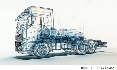 Futuristic wireframe design of a truck showcasing advanced engineering and technology Futuristic wireframe design of a truck showcasing advanced engineering and technology 123312362