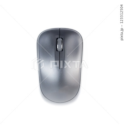 A black computer mouse isolated on a white background 123312504