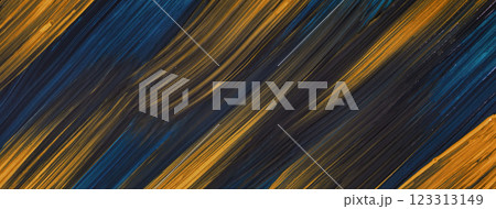 Abstract art background navy blue and dark golden colors. Watercolor painting on canvas with yellow strokes and splash. 123313149