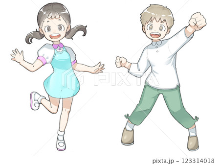 元気な男の子と女の子 123314018
