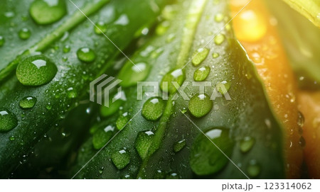 Fresh Carrot with Green Leaves and Water Droplets 123314062