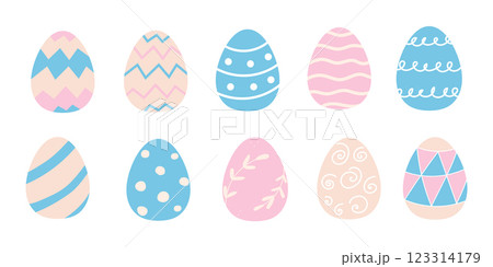 A set of cute, pastel colored Easter eggs. Traditional egg hunt. A set of cute, pastel colored Easter eggs. Traditional egg hunt. 123314179