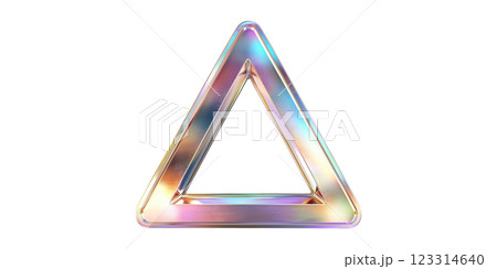 Metallic triangle frame with iridescent finish isolated on transparent background 123314640