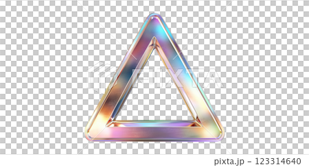 Metallic triangle frame with iridescent finish isolated on transparent background 123314640