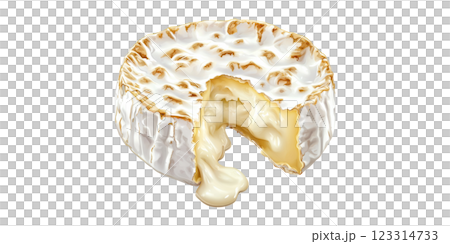 Creamy brie cheese with wedge removed isolated on transparent background 123314733