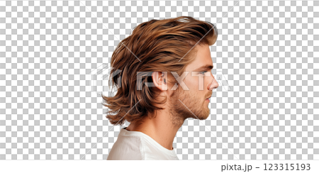 Male profile with long hair isolated on transparent background Male profile with long hair isolated on transparent background 123315193