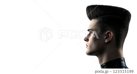 Male with stylish high-top fade hairstyle isolated on transparent background Male with stylish high-top fade hairstyle isolated on transparent background 123315199