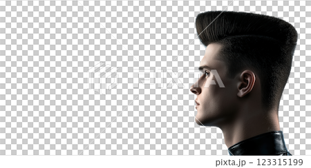 Male with stylish high-top fade hairstyle isolated on transparent background Male with stylish high-top fade hairstyle isolated on transparent background 123315199