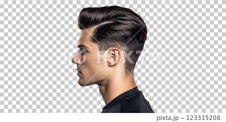 Male profile with styled hair isolated on transparent background Male profile with styled hair isolated on transparent background 123315208