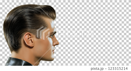 Male with slicked hair in profile view isolated on transparent background Male with slicked hair in profile view isolated on transparent background 123315214