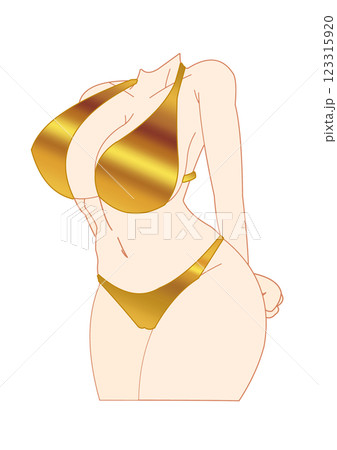 巨乳の金色ビキニ 123315920