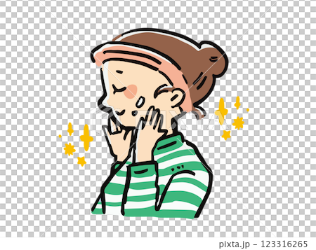 Smooth skin: Hand-drawn illustration of a woman doing skin care Smooth skin: Hand-drawn illustration of a woman doing skin care 123316265