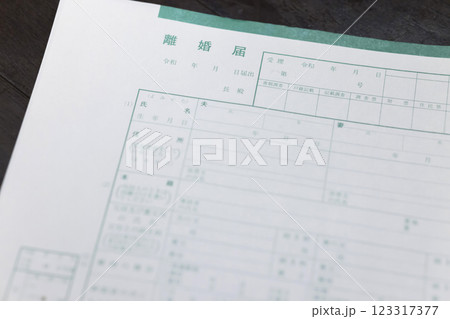 置かれた離婚届 123317377
