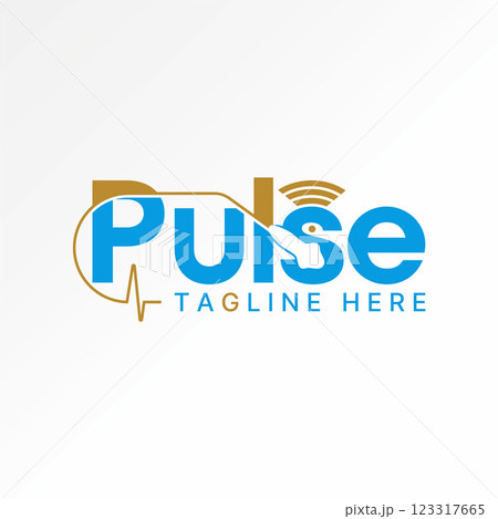 Logo design graphic concept creative premium vector stock image top sell text word Pulse stalk leaves leaf heal medical sonar signal router tech laser 123317665