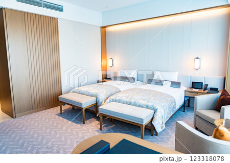 東京の高級ホテルのベッドルーム 東京の高級ホテルのベッドルーム 123318078