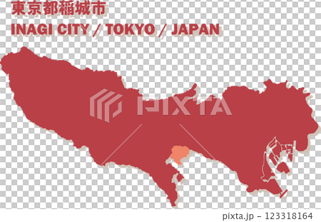 Map of Japan - Tokyo - Inagi city vector illustration map 123318164