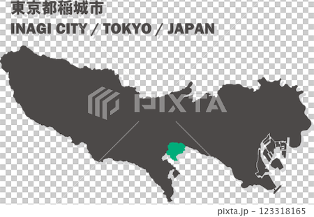 Map of Japan - Tokyo - Inagi city vector illustration map 123318165