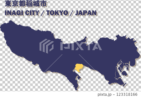 Map of Japan - Tokyo - Inagi city vector illustration map 123318166