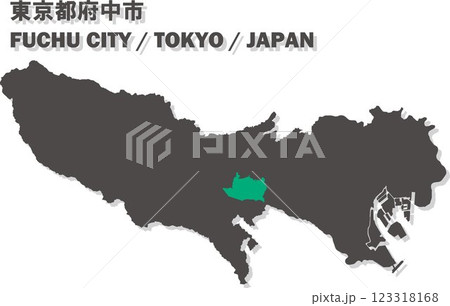 日本地図-東京都-府中市ベクターイラストマップ 日本地図-東京都-府中市ベクターイラストマップ 123318168
