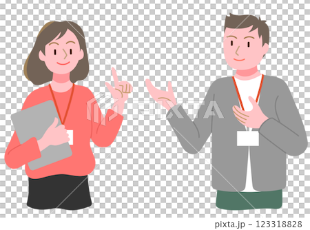 Young men and women working in office casual wear Young men and women working in office casual wear 123318828