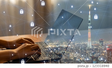サイバー防御、AIを活用したデジタルセキュリティのイメージ 123318940
