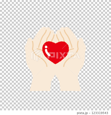 A hand wrapping a red heart A hand wrapping a red heart 123319543