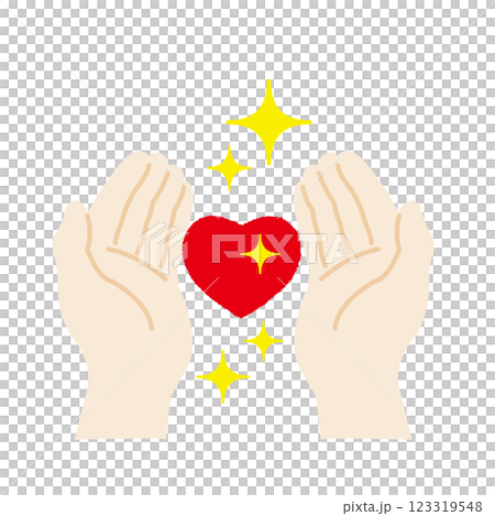 閃閃發光的心和手 123319548