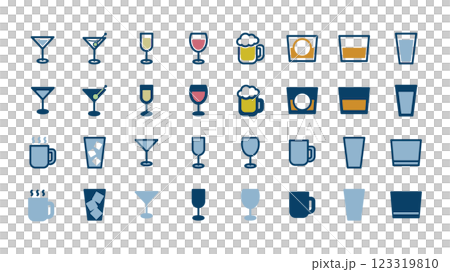 さまざまなドリンクのアイコンイラストセット 123319810