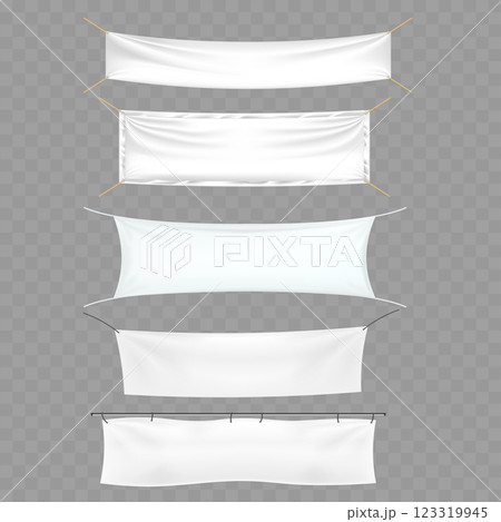 Hanging Blank Banners Fabric Design Vector 123319945