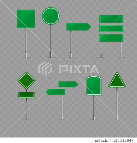Green Traffic Signs Vector Set 123319947