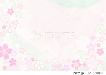 春の桜の風そよぐ和風背景 123320083