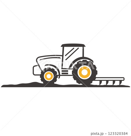 畑を耕すトラクターの線画ベクターイラスト 畑を耕すトラクターの線画ベクターイラスト 123320384