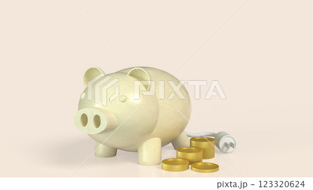 The Piggy Bank and coins for Earn or Saving concept 3d Rendering. The Piggy Bank and coins for Earn or Saving concept 3d Rendering. 123320624
