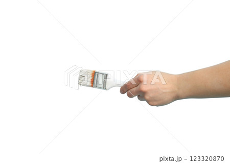PNG, Paint, hand with paintbrush, isolated on white background 123320870