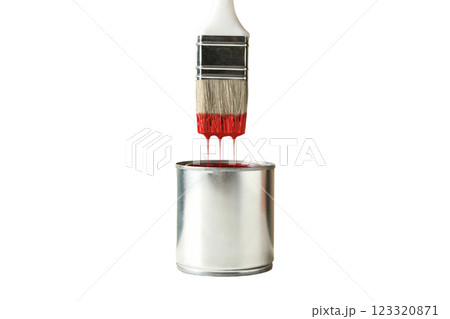 PNG, Paint, red paint with bristle brush, isolated on white background PNG, Paint, red paint with bristle brush, isolated on white background 123320871