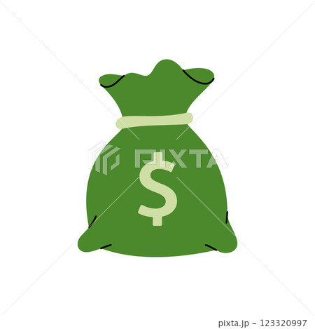 A green bag with a dollar sign on it. Money investment and business commerce. Vector illustration. A green bag with a dollar sign on it. Money investment and business commerce. Vector illustration. 123320997
