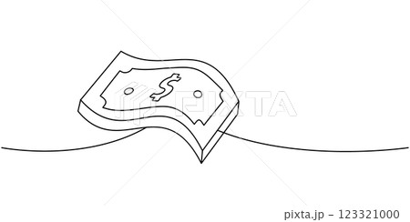 Dollar bills one line continuous drawing. Money investment and online payment service. Vector illustration. Dollar bills one line continuous drawing. Money investment and online payment service. Vector illustration. 123321000
