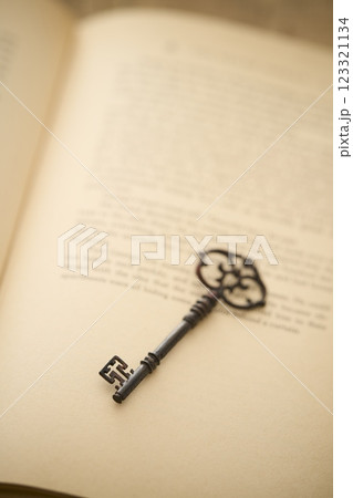 アンティークな洋書と鍵　読書イメージ 123321134