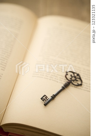 アンティークな洋書と鍵　読書イメージ 123321135