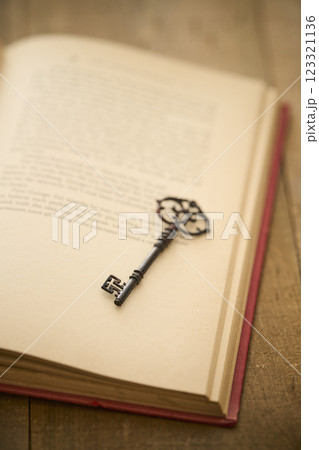 アンティークな洋書と鍵　読書イメージ 123321136