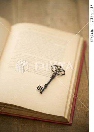 アンティークな洋書と鍵　読書イメージ 123321137