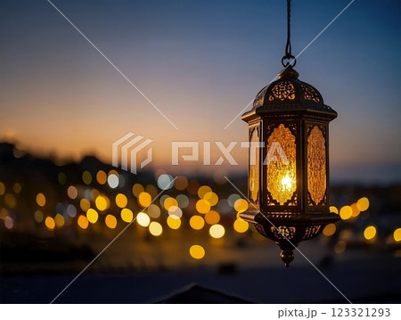 lanterns on the background of sunset lanterns on the background of sunset 123321293