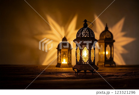 arabic lanterns in the desert at night 123321296