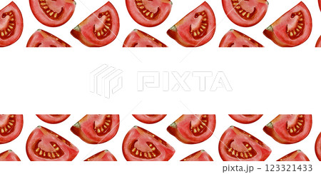 Banner with tomato quarters watercolor 123321433