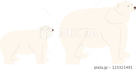 優しい表情をしたホッキョクグマの親子のイラスト 123321491