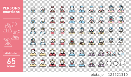 人物の表情アイコンセット 123321510